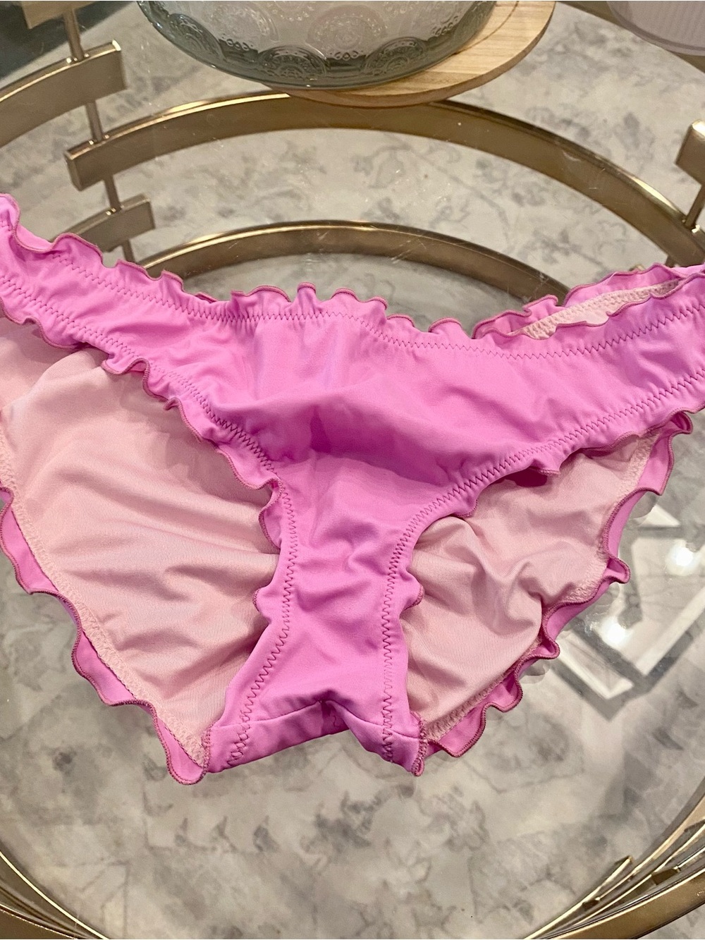 Victoria's Secret Ruffle Bikini Bottoms - Lilac Pink size medium